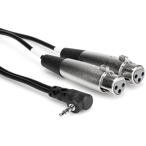 Hosa Technology Stereo Mini Angled Male to Two 3-Pin XLR Female Y-Cable - 1