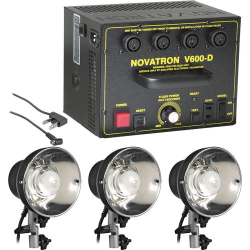 Novatron 600PHG 3 Head Kit - Includes: 600 Watt Second Power Pack, 2140C, 2110C, 2100C Flash Heads, Sync Cord - No Umbrellas, Stands or Case