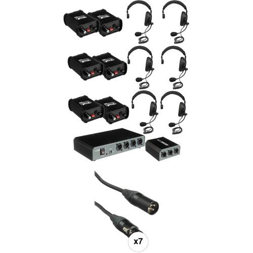 PortaCom COM-60FCS 6 Headset Intercom System with Cables & Single-Sided Headsets Kit