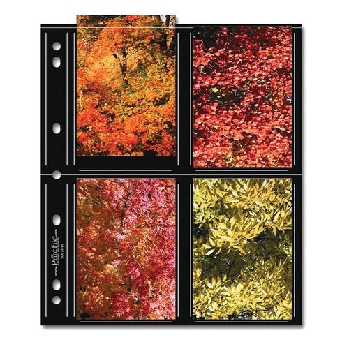 Print File Premium Series-S Archival Storage Page for Prints - 3.5x5" - Holds 8 Prints - Black Background - 25 Pack