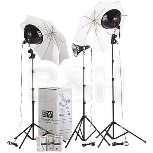 Smith-Victor KT800U 3-Light 1250W Thrifty Advanced Kit with Umbrellas & Dimmers