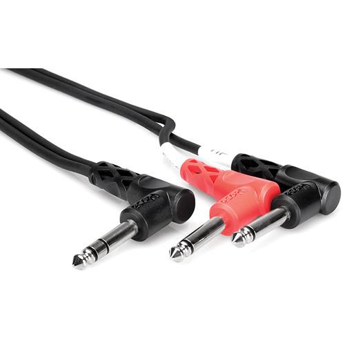 Hosa Technology Stereo 1 4" Angled Male to 2 Mono 1 4" Angled Male Insert Y-Cable - 3.3