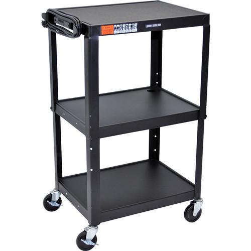 Luxor Steel Adjustable Height AV Cart with Three Shelves