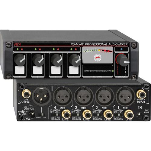 RDL RU-MX4T 4-Channel Mic Line Mixer with Output Isolation Transformer
