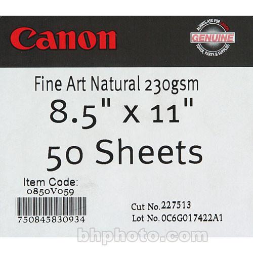 Canon Fine Art Natural White Paper for Inkjet - 8.5x11" - 50 Sheets