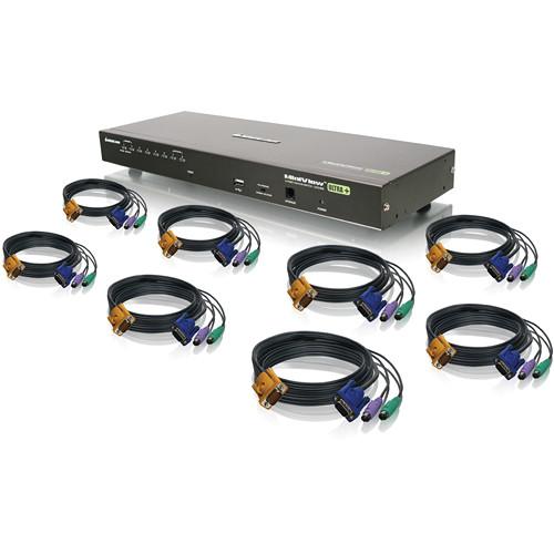 IOGEAR 8-Port USB PS 2 Combo KVMP Switch With PS 2 KVM Cables