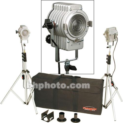 Photogenic Complete Minispot Tungsten 2 Light Kit - consists of: 2 200W Minispot Fresnels, Barndoors, Snoots, Diffuser, Light Stands, Soft Case - NO Bulbs - 400 Total Watts