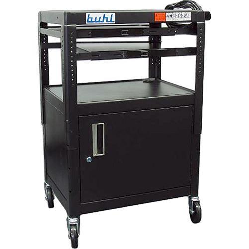 HamiltonBuhl CABT4226E-5 Height Adjustable AV Media Cart w Security Cabinet & 2 Pull-Out Shelves