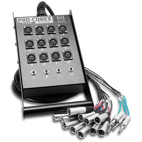 Hosa Technology SH12X4100 SH Series Stage Box Snake with 12 3-Pin XLR Send and 4 TRS Return Channels- 100.0