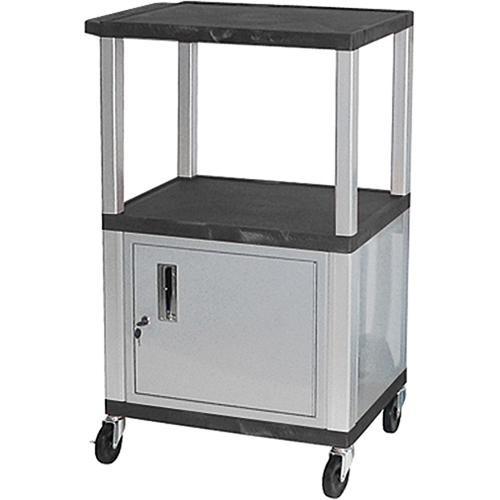 Luxor Multi-Height A V Cart with 3 Shelves, and 3-Outlet Electrical Assembly, and Cabinet