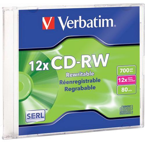 Verbatim CD-RW 700MB Rewritable High Speed Recordable Disc with Slim Jewel Case