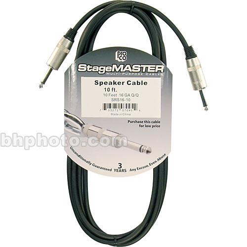 Pro Co Sound StageMaster Z-Force 1 4" Male Phone to 1 4" Male Phone Speaker Cable - 10