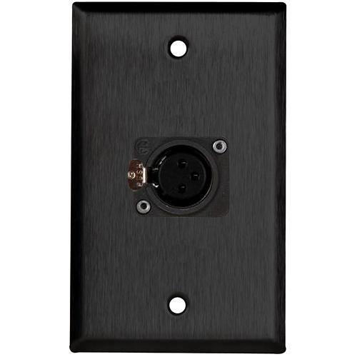 TecNec WPL-1115B B Black Wall Plate with 1 Neutrik NC3FDL1B Connector