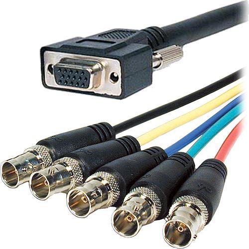 Comprehensive HR Pro Series VGA HD15 Jack to 5 BNC Jacks Cable - 6"