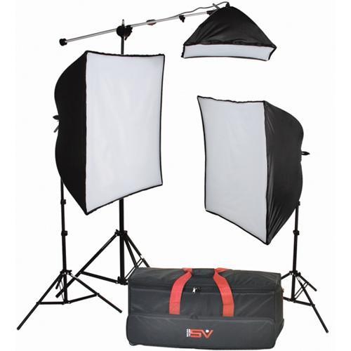 Smith-Victor KSB-1250F 3-Light Fluorescent Economy SoftBox Kit with Mini-Boom