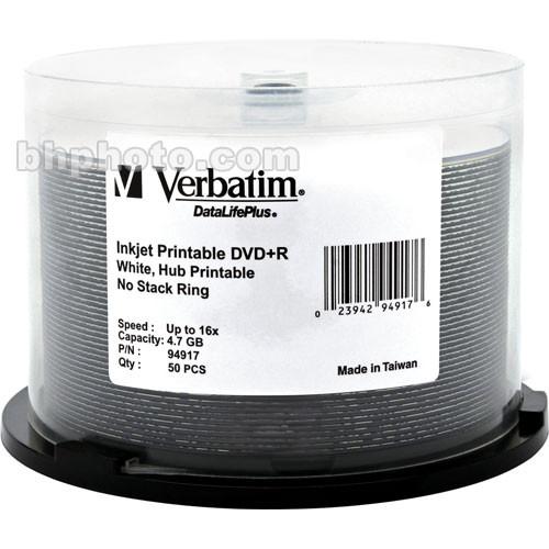 Verbatim DVD R DataLifePlus Inkjet Hub Printable Recordable Disc