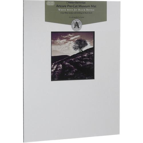 Nielsen & Bainbridge Mat - Fits Gallery and Presentation Frames, 11x14" with 5x5" Opening, White with Black Bevel - Centered