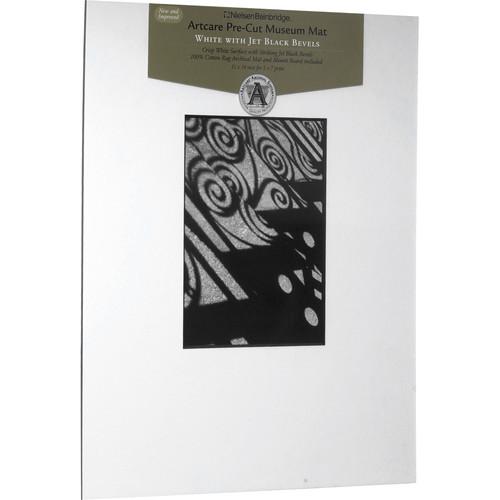 Nielsen & Bainbridge Mat - Fits Gallery and Presentation Frames, 11x14" with 5x7" Opening, White with Black Bevel - Portrait Format
