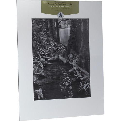 Nielsen & Bainbridge Mat - Fits Gallery and Presentation Frames, 16x20" with 11x14" Opening, White with Black Bevel - Center Format