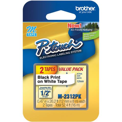 Brother 0.47" Black on White "M" Labeling Tape