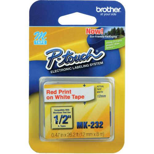Brother 0.47" Red on White "M" Labeling Tape
