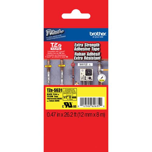 Brother TZeS631 Tape with Extra-Strength Adhesive for P-Touch Labelers