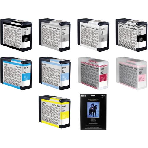 Epson 9 Ink Cartridges and Paper for the Stylus Pro 3880 Inkjet Printer