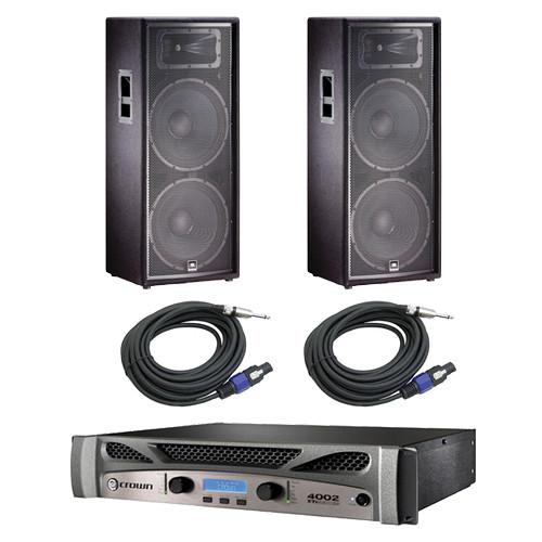 JBL JRX225 Dual 15" Two-Way Speakers with Crown Power Amplifier Kit
