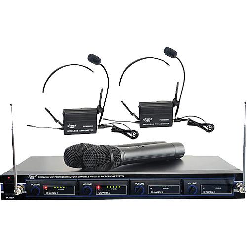 Pyle Pro PDWM4300 4-Mic VHF Wireless Rack Mount Microphone System