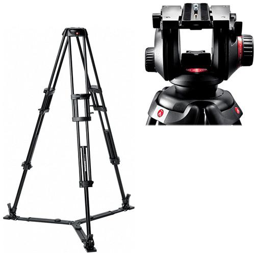 Manfrotto 504HD Video Fluid Head & 546GB Pro Video Tripod w Ground Spreader