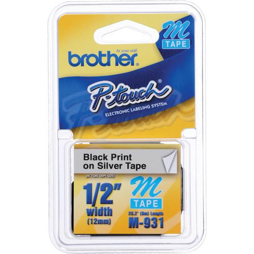 Brother 0.47" Black on Silver "M" Labeling Tape