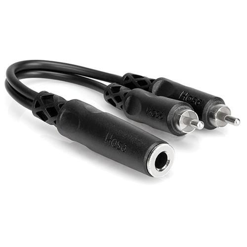 Hosa Technology Mono 1 4" Female to 2 RCA Male Y-Cable - 6"