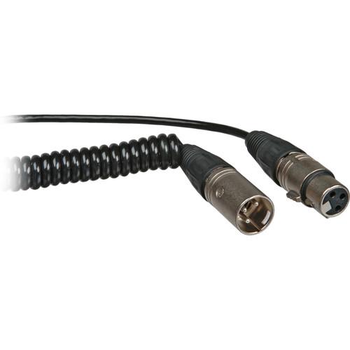 K-Tek K36NK - XLR Male to Low-Profile Right-Angle XLR Female Coiled Cable for Boompoles - 3-18