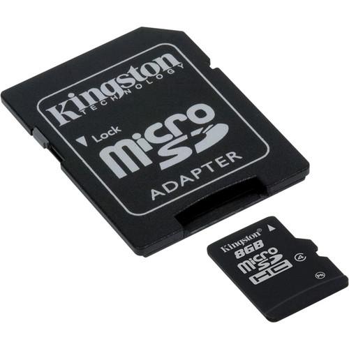 Kingston 8GB microSDHC Memory Card Class 4 With SD Adapter