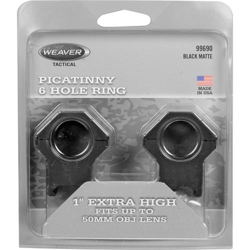 Weaver 6-hole Picatinny-Style Riflescope Rings 1" X-High