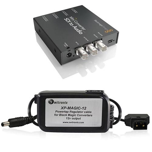 Blackmagic Design Mini Converter SDI to Audio w Switronix Powertap Converter Cable Kit