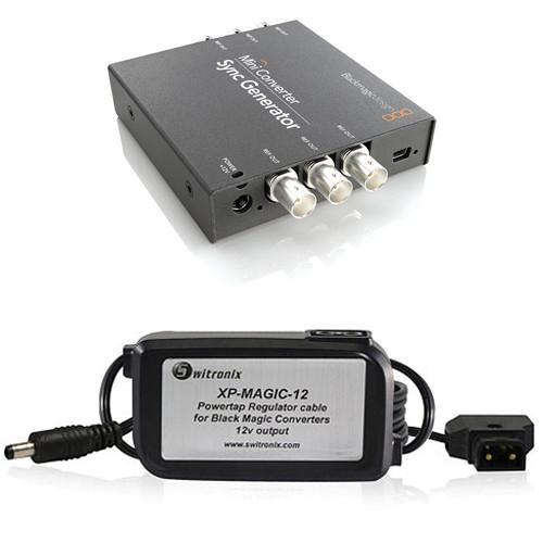 Blackmagic Design Mini Converter Sync Generator w Switronix Powertap Converter Cable Kit