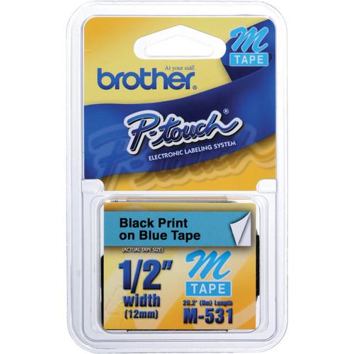 Brother 0.47" Black on Blue "M" Labeling Tape