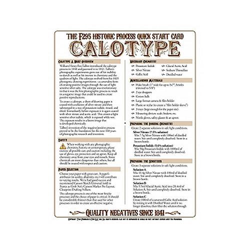 F295 Historic Process Laminated Reference Card for Calotype Processing