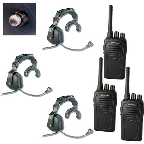 Eartec 3-User SC-1000 2-Way Radio with Ultra Single Shell Mount PTT Headsets