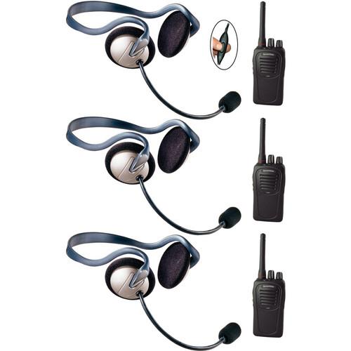 Eartec 3-User SC-1000 Two-Way Radio System with Monarch Inline PTT Headsets