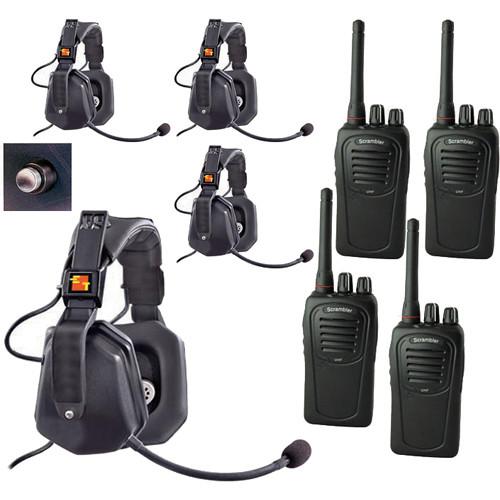 Eartec 4-User SC-1000 Two-Way Radio with Ultra Double Shell Mount PTT Headsets