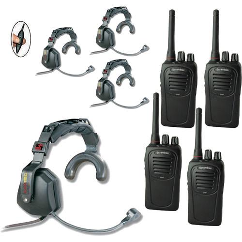 Eartec 4-User SC-1000 Two-Way Radio with Ultra Single Inline PTT Headsets