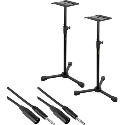 Photo Video Studio Monitor Stands Kit with 1 4" TRS to XLR Cables