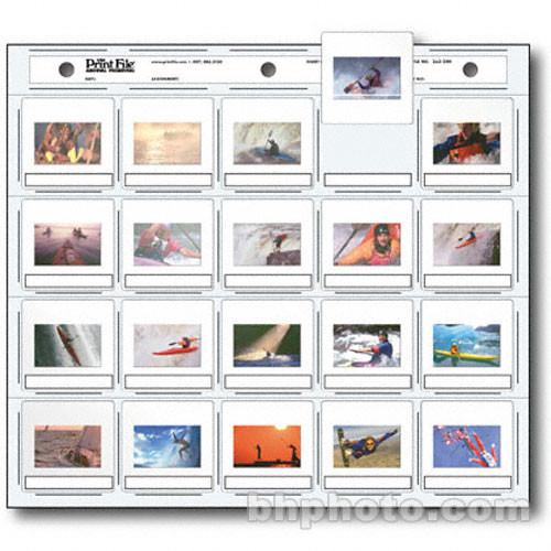 Print File Archival Storage Page for Slides, 35mm , Holds 20 Slides, Top-Load, Heavyweight , Clear Back - Pack of 25