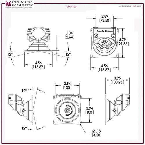 Premier Mounts MM-VH282 2 VESA Pole Mounts on 28" Pole with Grommet Base