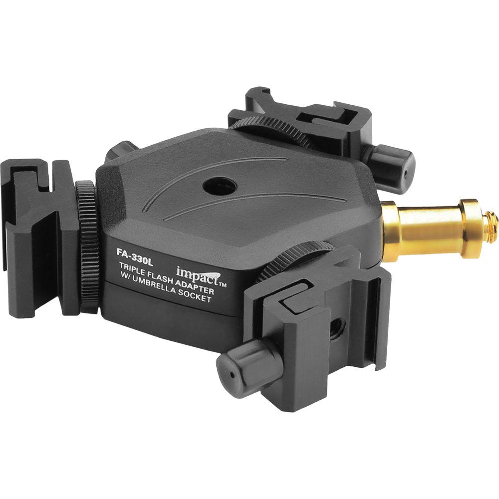 Impact FA-330L Adjustable Locking Triple Flash Adapter with Umbrella Socket