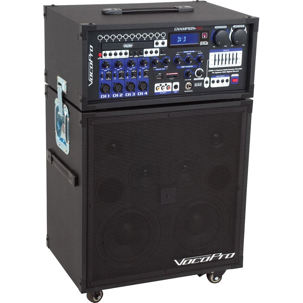 VocoPro CHAMPION-REC 4 200W 4-Channel Multi-Format Portable PA System with Digital Recorder