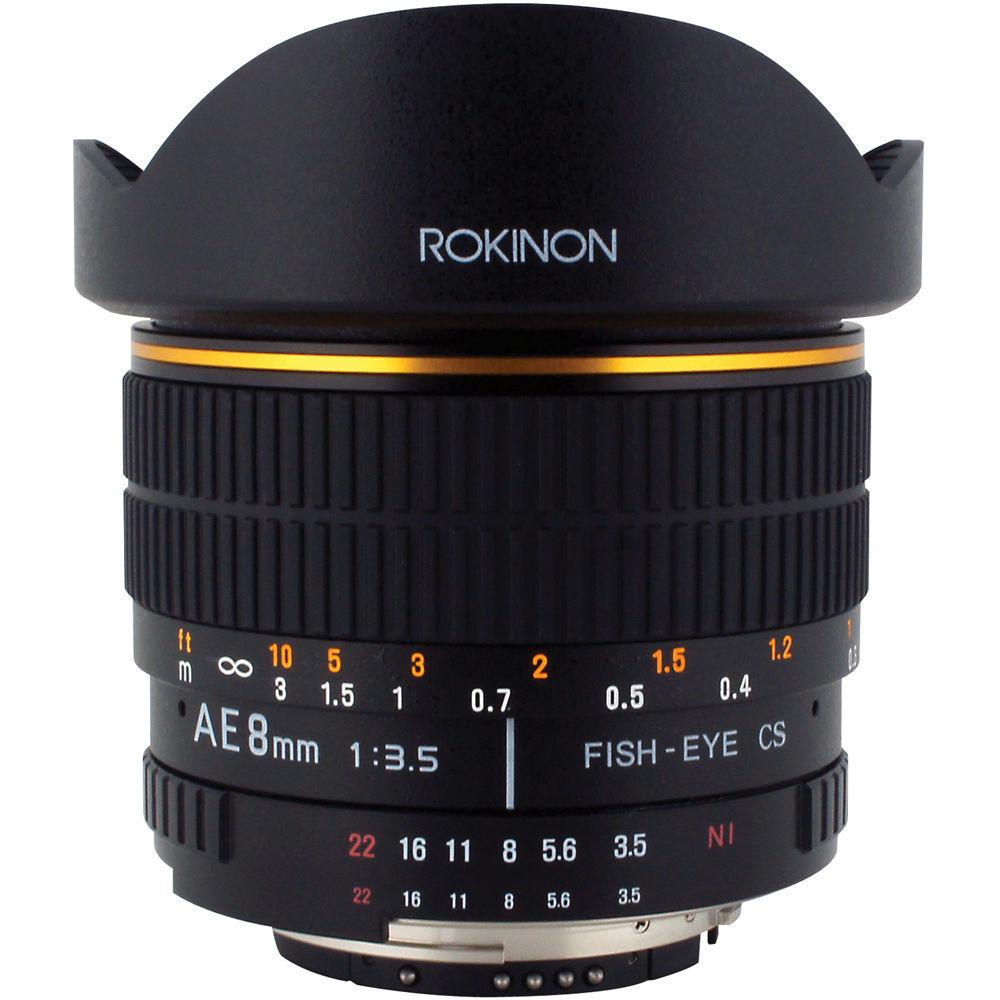 Rokinon 8mm Ultra Wide Angle f 3.5 Fisheye Lens for Nikon w Focus Confirm Chip