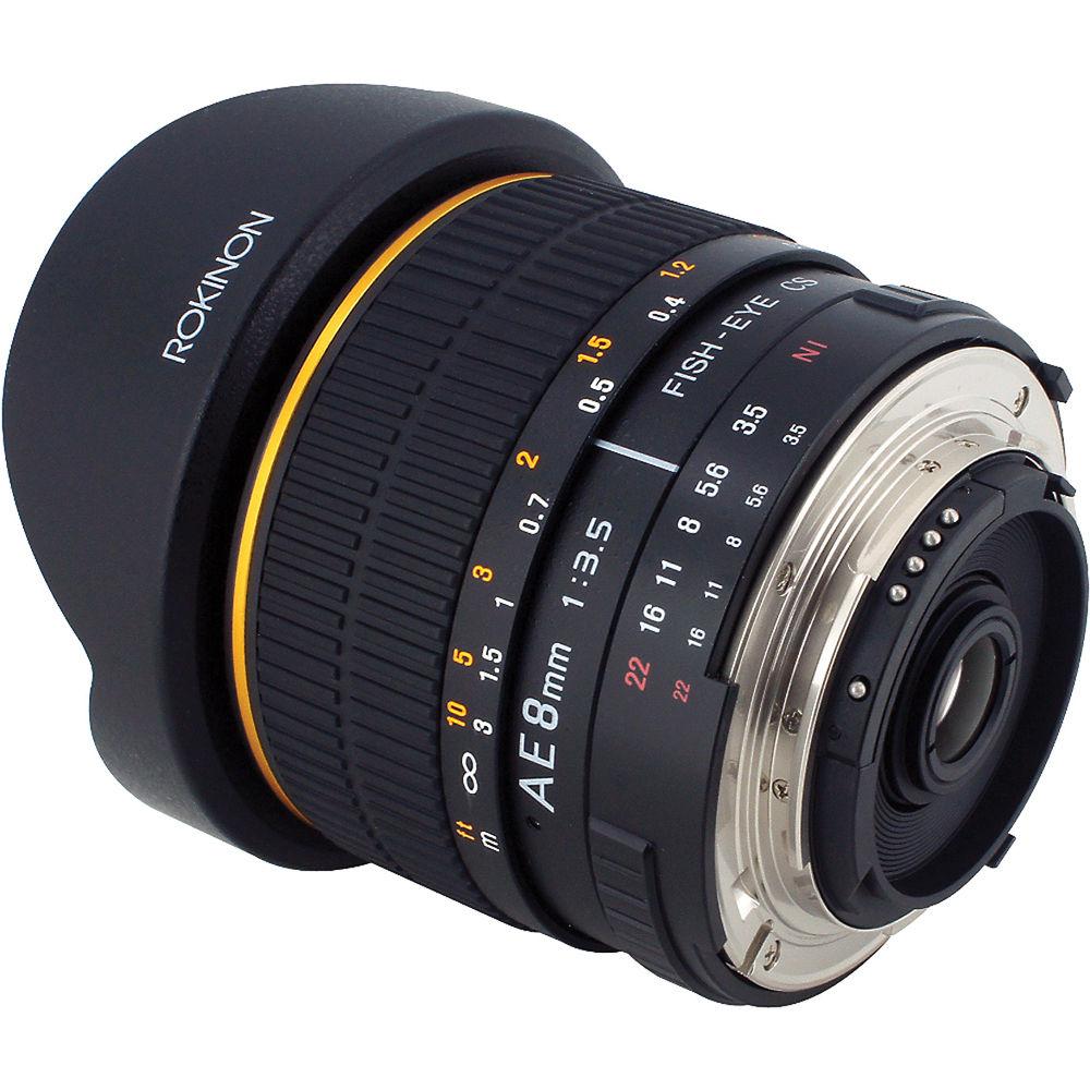 Rokinon 8mm Ultra Wide Angle f 3.5 Fisheye Lens for Nikon w Focus Confirm Chip